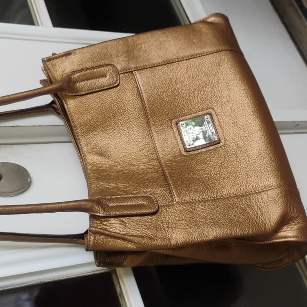 Tignanello Gold Leather Shoulder Bag